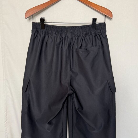 WEWoreWhat Wide Leg Utility Black Nylon Cargo Pull On Track Pants Size Medium - Picture 10 of 15